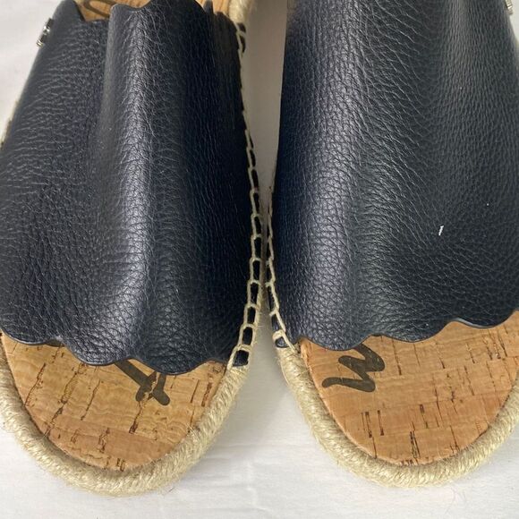 SAM EDELMAN Womens Black Padded Goring Andy Open Toe Slip‎ On Leather Espadrille - Picture 6 of 11